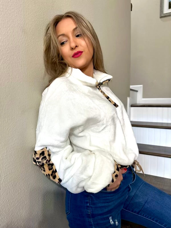 Leopard Sherpa Crop Top